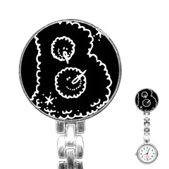 Funny Black And White Doodle Snowballs Stainless Steel Nurses Watch