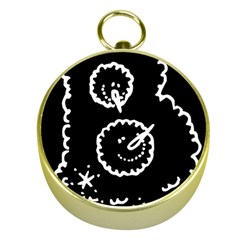 Funny Black And White Doodle Snowballs Gold Compasses by yoursparklingshop