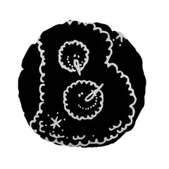 Funny Black And White Doodle Snowballs Standard 15  Premium Flano Round Cushions by yoursparklingshop