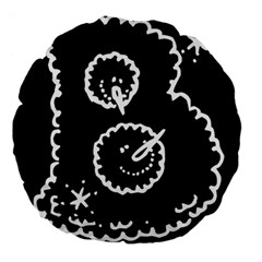 Funny Black And White Doodle Snowballs Large 18  Premium Flano Round Cushions by yoursparklingshop