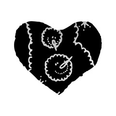 Funny Black And White Doodle Snowballs Standard 16  Premium Flano Heart Shape Cushions