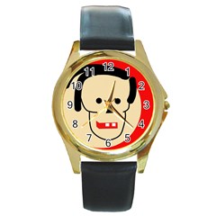 Face Round Gold Metal Watch