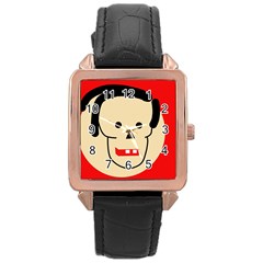 Face Rose Gold Leather Watch 