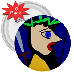 Warrior 3  Buttons (10 Pack) 