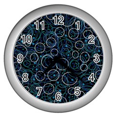 Blue Abstract Decor Wall Clocks (silver) 