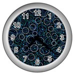 Blue abstract decor Wall Clocks (Silver)  Front