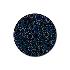 Blue Abstract Decor Rubber Round Coaster (4 Pack) 