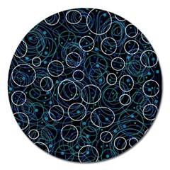 Blue Abstract Decor Magnet 5  (round)