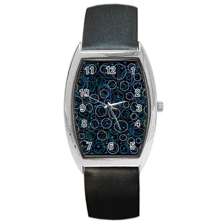 Blue abstract decor Barrel Style Metal Watch