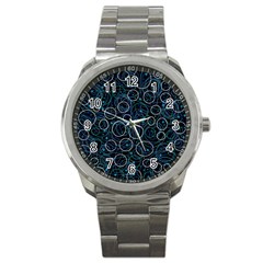 Blue Abstract Decor Sport Metal Watch