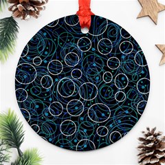 Blue Abstract Decor Round Ornament (two Sides) 