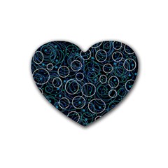 Blue Abstract Decor Rubber Coaster (heart) 