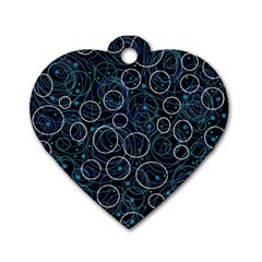 Blue Abstract Decor Dog Tag Heart (two Sides)