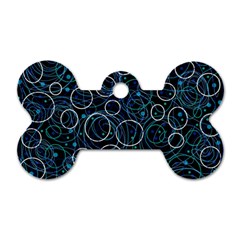 Blue Abstract Decor Dog Tag Bone (one Side)