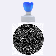 Blue Abstract Decor Rubber Round Stamps (large)