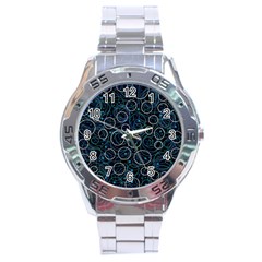 Blue Abstract Decor Stainless Steel Analogue Watch