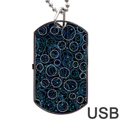 Blue Abstract Decor Dog Tag Usb Flash (one Side)