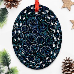 Blue Abstract Decor Oval Filigree Ornament (2-side) 