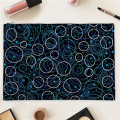 Blue Abstract Decor Cosmetic Bag (xxl)  by Valentinaart