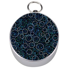 Blue Abstract Decor Silver Compasses