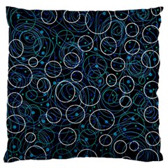 Blue Abstract Decor Large Flano Cushion Case (one Side)