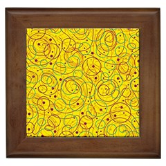 Yellow Abstract Art Framed Tiles