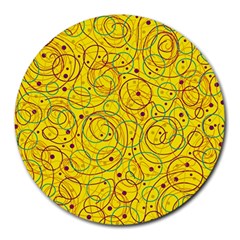 Yellow Abstract Art Round Mousepads