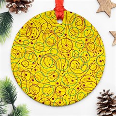 Yellow Abstract Art Ornament (round) 