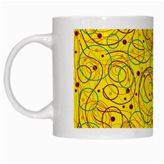 Yellow Abstract Art White Mugs by Valentinaart