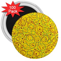 Yellow Abstract Art 3  Magnets (100 Pack)