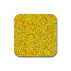 Yellow Abstract Art Rubber Coaster (square) 