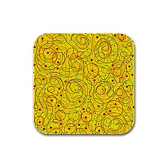 Yellow Abstract Art Rubber Square Coaster (4 Pack) 