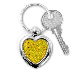 Yellow Abstract Art Key Chains (heart) 