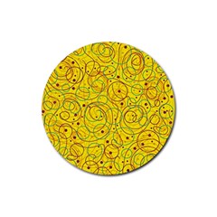 Yellow Abstract Art Rubber Coaster (round) 