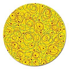 Yellow Abstract Art Magnet 5  (round) by Valentinaart