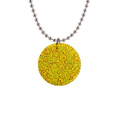 Yellow Abstract Art Button Necklaces