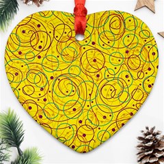 Yellow Abstract Art Heart Ornament (2 Sides)