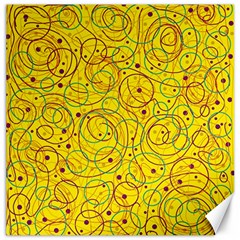 Yellow Abstract Art Canvas 12  X 12   by Valentinaart