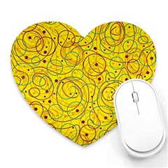 Yellow Abstract Art Heart Mousepads