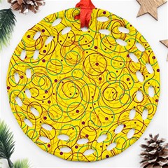 Yellow Abstract Art Ornament (round Filigree) 