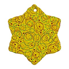 Yellow Abstract Art Snowflake Ornament (2-side)