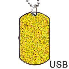 Yellow Abstract Art Dog Tag Usb Flash (two Sides) 