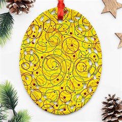 Yellow Abstract Art Oval Filigree Ornament (2-side) 