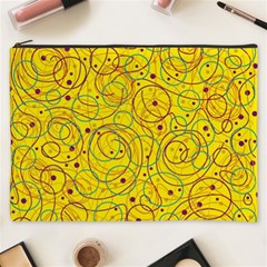 Yellow Abstract Art Cosmetic Bag (xxxl)  by Valentinaart