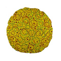 Yellow Abstract Art Standard 15  Premium Round Cushions