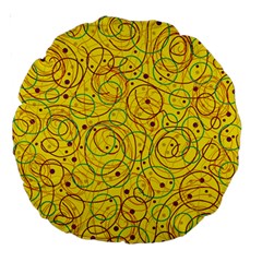 Yellow Abstract Art Large 18  Premium Round Cushions