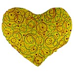 Yellow abstract art Large 19  Premium Heart Shape Cushions Front