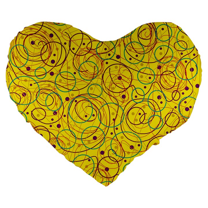 Yellow abstract art Large 19  Premium Heart Shape Cushions