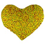 Yellow abstract art Large 19  Premium Heart Shape Cushions Back