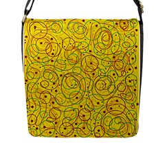 Yellow Abstract Art Flap Messenger Bag (l) 